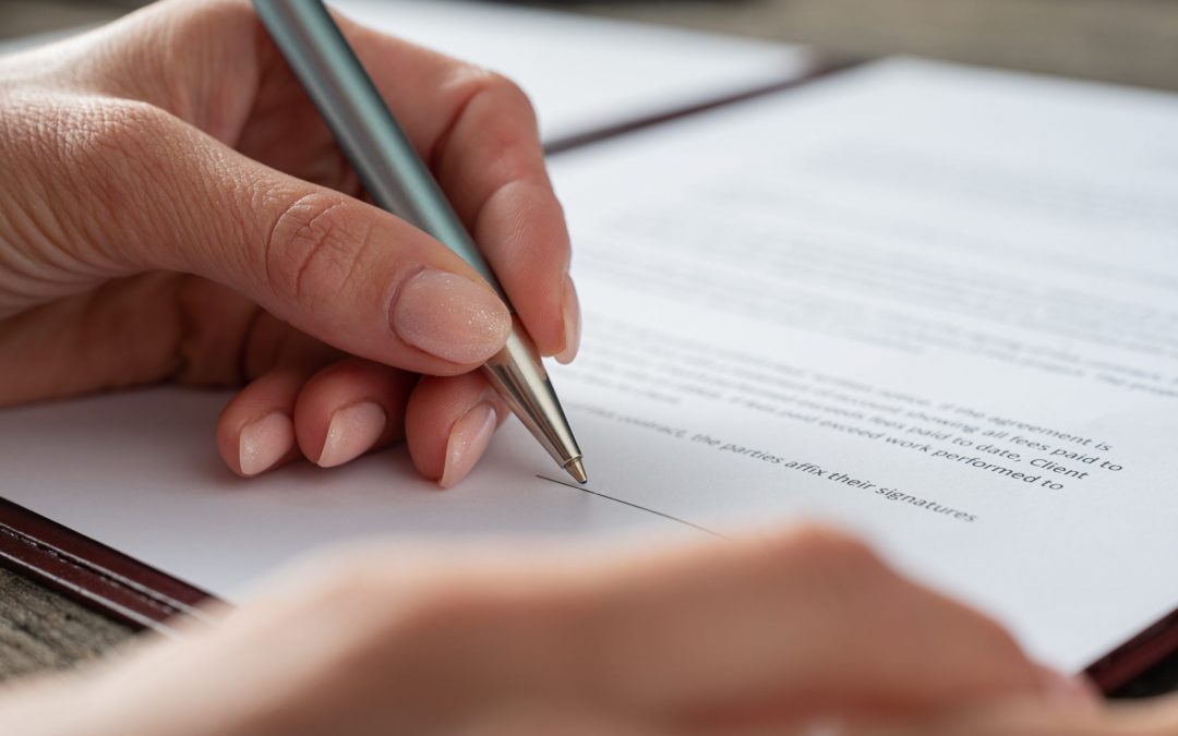 Signing a contract or document